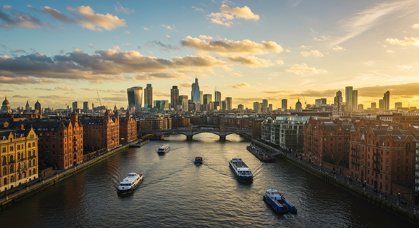 Thames with busy traffic